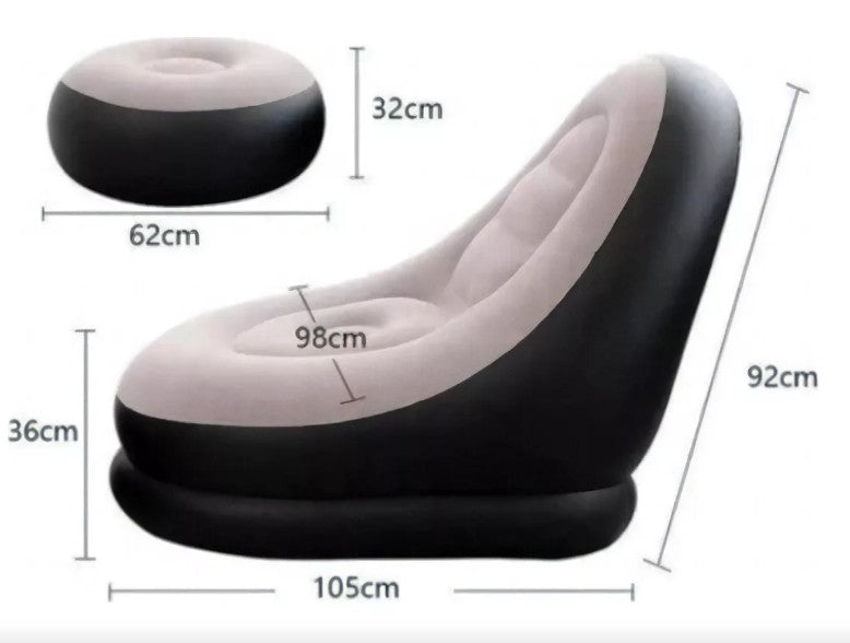 Sillón - Sofá inflable portátil con reposapiés