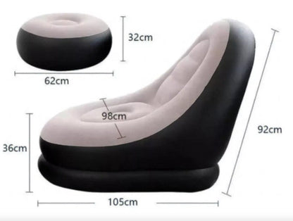 Sillón - Sofá inflable portátil con reposapiés