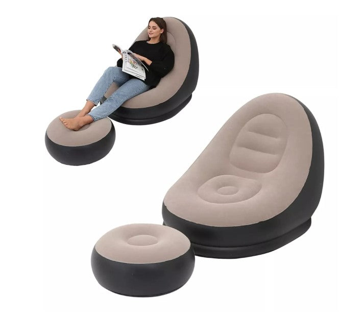 Sillón - Sofá inflable portátil con reposapiés