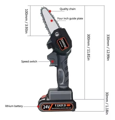 Potente Mini Motosierra De Mano Recargable 24W - 2 Baterías