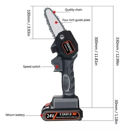 Potente Mini Motosierra De Mano Recargable 24W - 2 Baterías