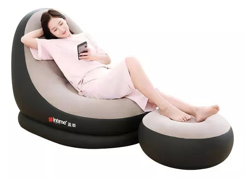 Sillón - Sofá inflable portátil con reposapiés