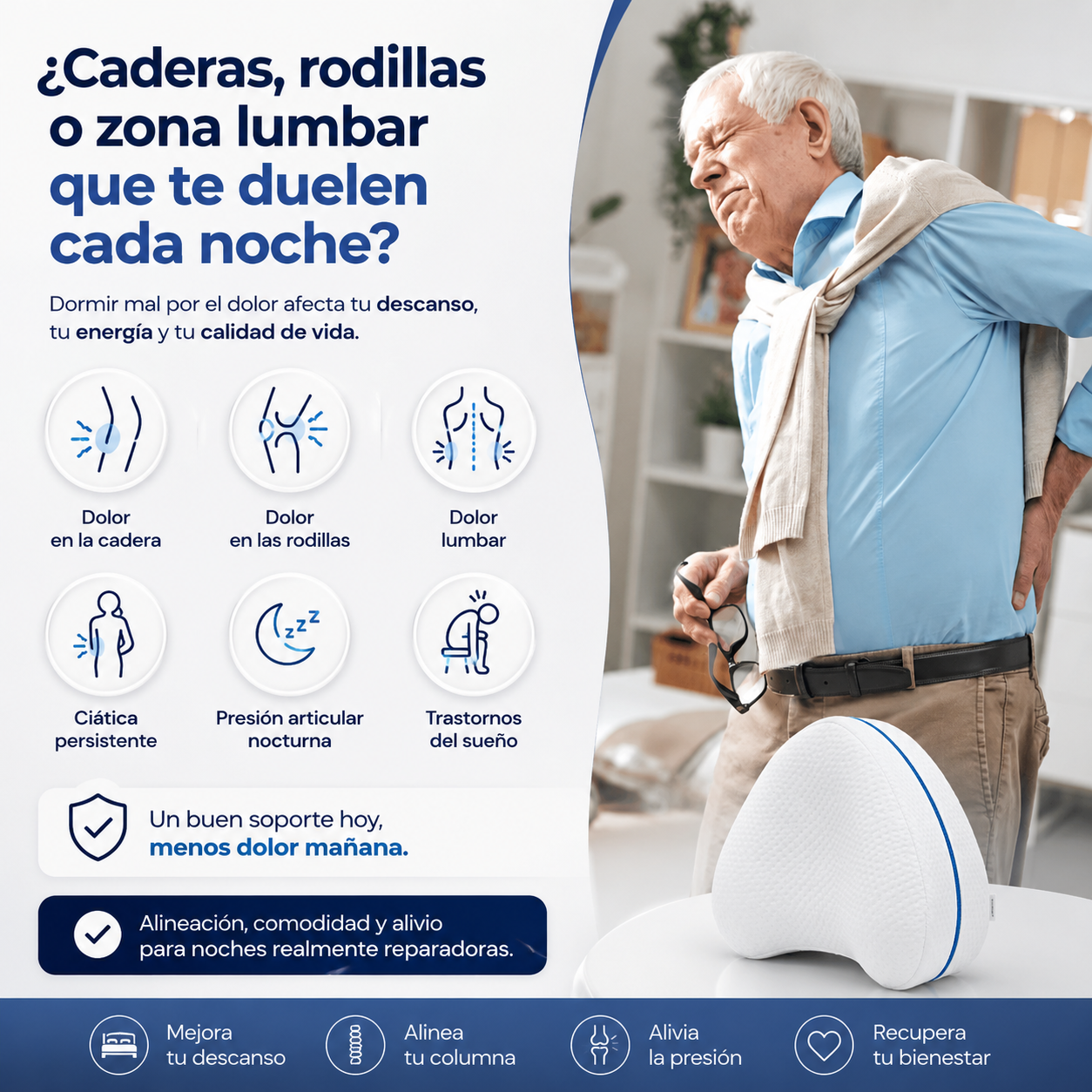 Almohada relajante ortopédica piernas